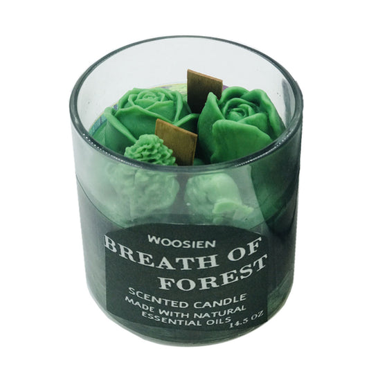 Breath of The Forest Soy Candle Glass Jar Flower Scent Relaxing Candle 2 Wooden Wicks Candle Valentine's Day Gift
