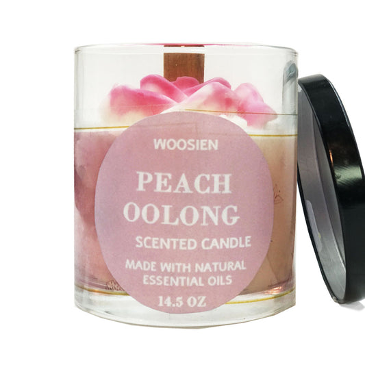 Peach Oolong Soy Candle | Glass Jar Candle | Flower Aroma Candle | Single Wooden Candle | | Valentine's Day Gift | Mother's Day Gift | Home Decor