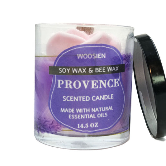 Provence Relaxing Soy Candle | Glass Jar Candle | Flower Aroma Candle | Single Wooden Candle | | Valentine's Day Gift | Mother's Day Gift