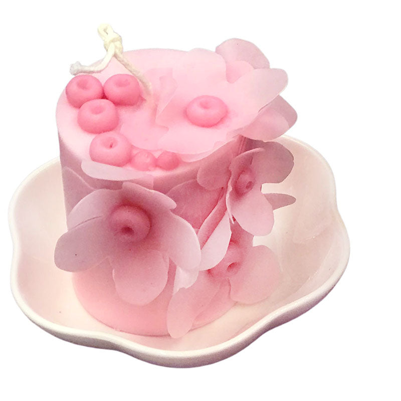 Handmade Flower Pillar Candle Stress Relieving Candle Decorative Floral Soy Wax Beewax, Valentine's Day, Mother's Day