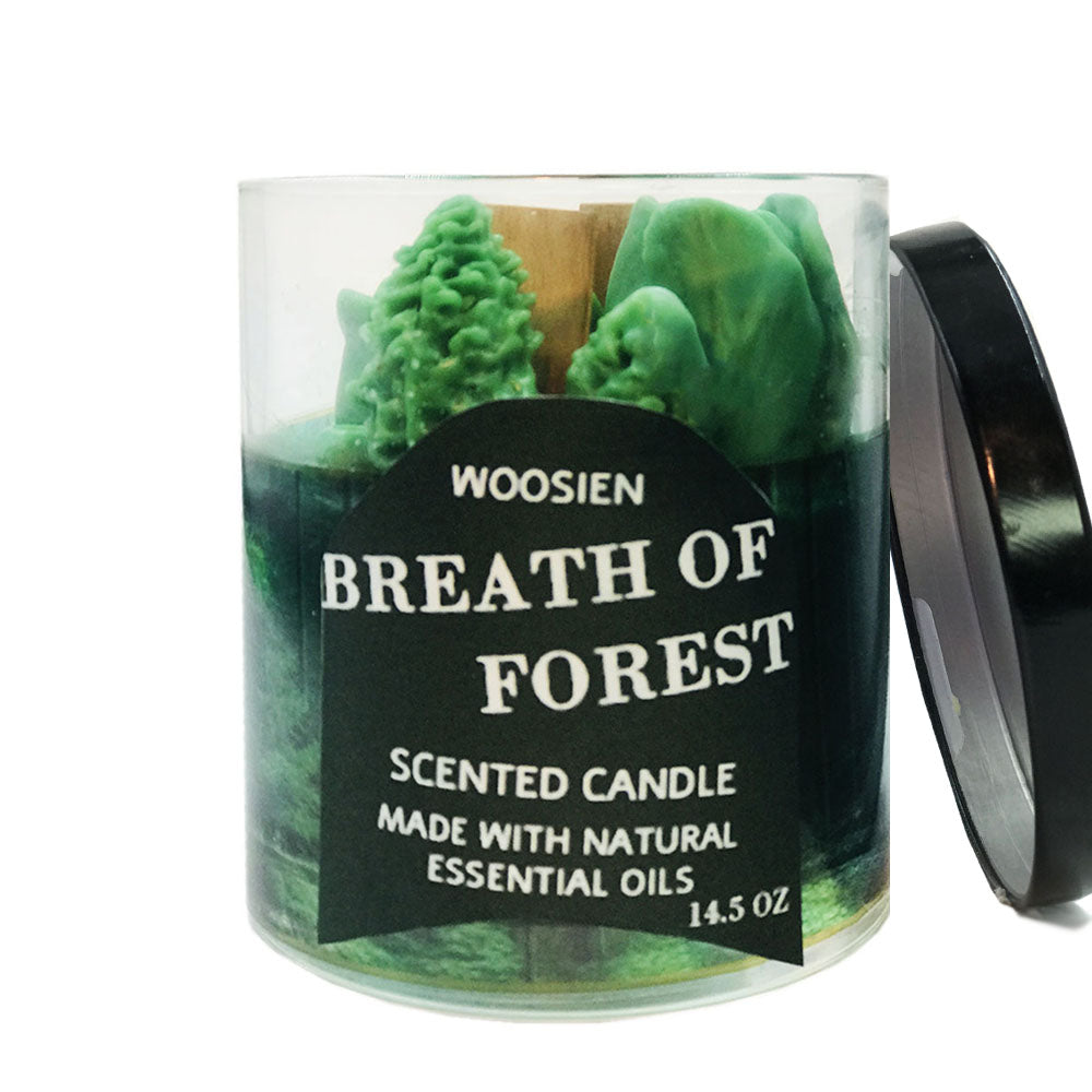 Breath of The Forest Soy Candle Glass Jar Flower Scent Relaxing Candle 2 Wooden Wicks Candle Valentine's Day Gift