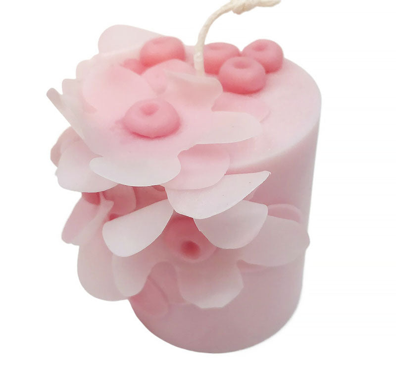 Handmade Flower Pillar Candle Stress Relieving Candle Decorative Floral Soy Wax Beewax, Valentine's Day, Mother's Day